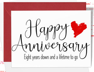 8th  Anniversary Card, Eighth Anniversary Card, For Husband, For Wife