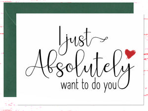Naughty Anniversary Card I Just Absolutely Want to Do You, Sentimental Anniversary Card, Valentine's Day  (AC1042)